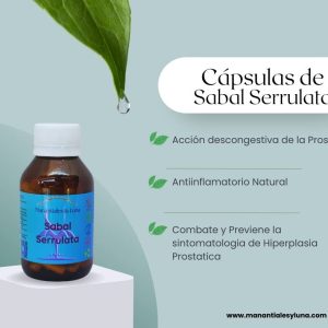 Sabal Serrulata cap Frasco. Vidrio. Ámbar. 
60cáp. 0.322mg
