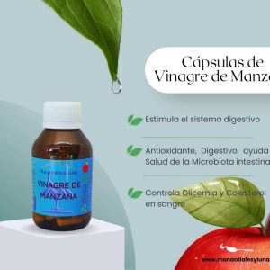 Vinagre Manzana cap Frasco. Vidrio. Ámbar. 
60cáp. 0.422mg