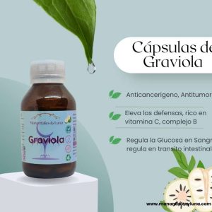 Graviola Cap. Frasco. Vidrio. Ámbar. 
60cáp. 0.385mg