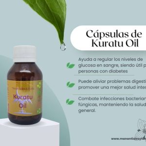 Kuratu oil cap Frasco. Vidrio. Ámbar. 
60cáp. 0.500mg