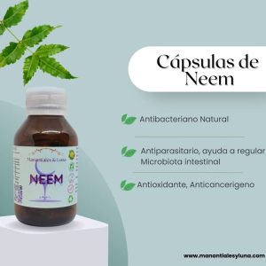 Neem Cap. Frasco. Vidrio. Ámbar. 
60cáp. 0.309mg
