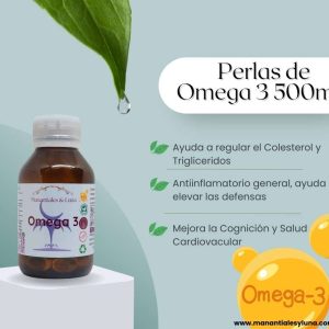 Omega 3 Perlas. Frasco. Vidrio. Ámbar. 
60perlas. 0.500mg