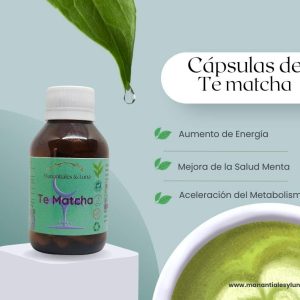 Te matcha cap Frasco. Vidrio. Ámbar. 
60cáp. 0.433mg