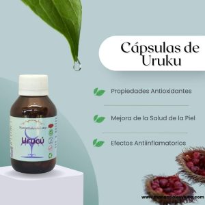 Urucu cap Frasco. Vidrio. Ámbar. 
60cáp. 0.555mg