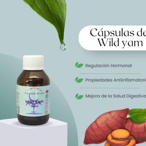 Wild yam cap Frasco. Vidrio. Ámbar. 
60cáp. 0.411mg