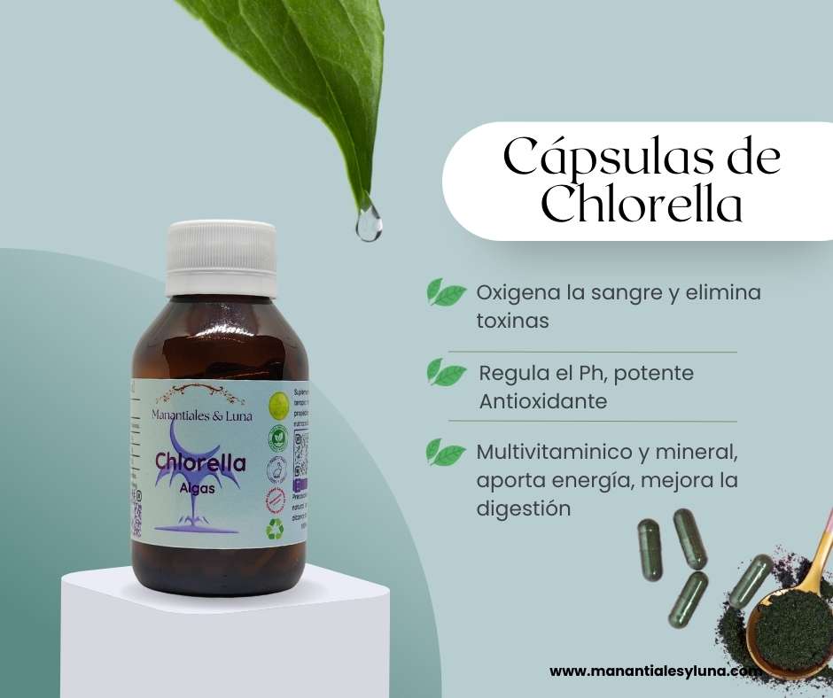 Chlorella cap Frasco. Vidrio. Ámbar.
60cáp. 0.470mg