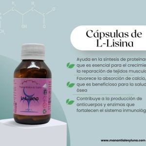 L-Lisina Cap. Frasco. Vidrio. Ámbar. 
60cáp. 0.483mg