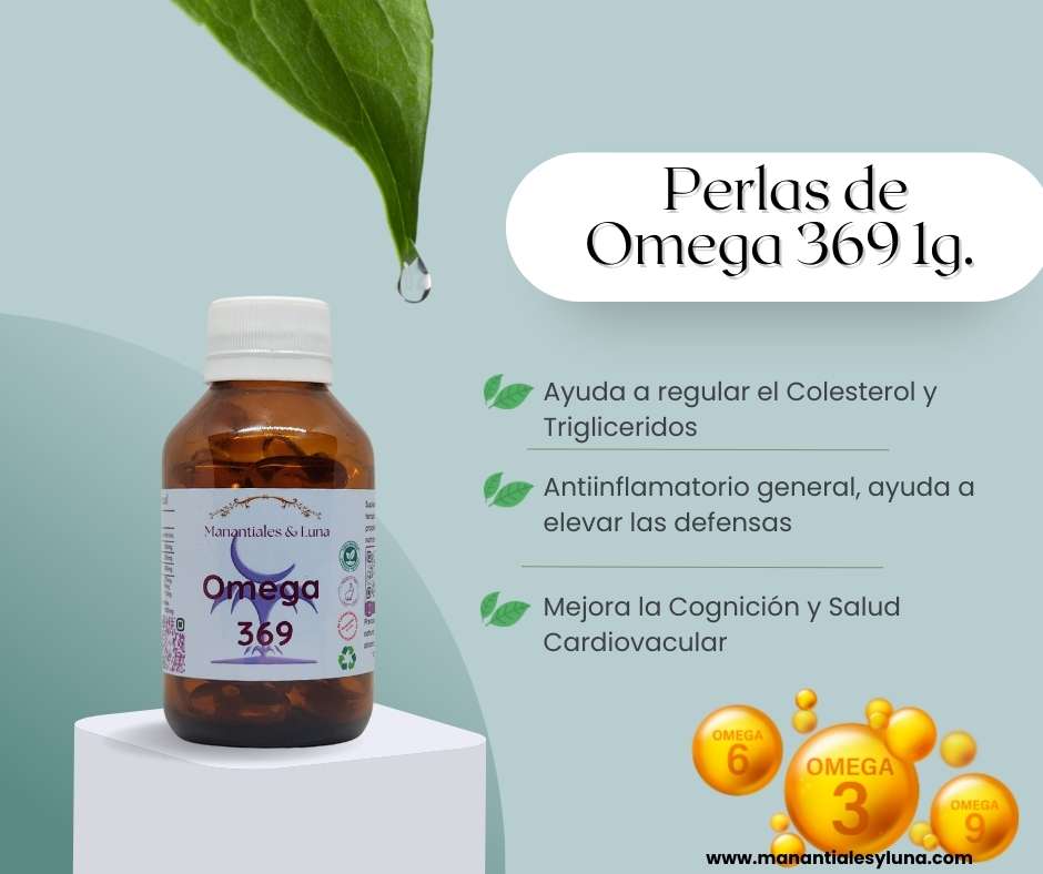 Omega 369 Perlas. Frasco. Vidrio. Ámbar.
40Perlas. 1000mg