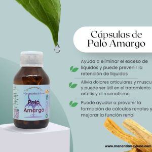 Palo amargo Cap. Frasco. Vidrio. Ámbar. 
60cáp. 0.316mg