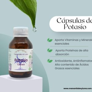 Potasio cap Frasco. Vidrio. Ámbar. 
60cáp. 0.625mg