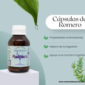 Romero cap Frasco. Vidrio. Ámbar. 
60cáp. 0.364mg
