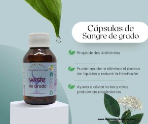 Sangre de grado cap Frasco. Vidrio. Ámbar. 
60cáp. 0.438mg