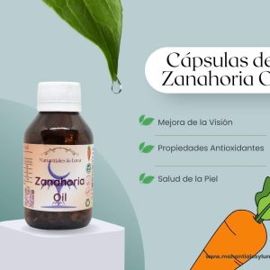 Zanahoria oil cap Frasco. Vidrio. Ámbar. 
60cáp. 0.500mg