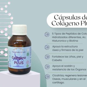 Colageno Plus cap. Frasco. Vidrio. Ámbar. 
60cáp. 0.400mg.