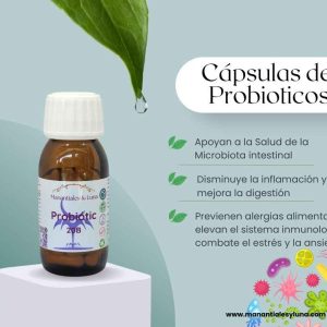 Probiotic 30cap Frasco. Vidrio. Ámbar. 
30cáp. 0.483mg