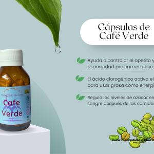 Cafe verde cap Frasco. Vidrio. Ámbar. 
60Cap. 854 mg