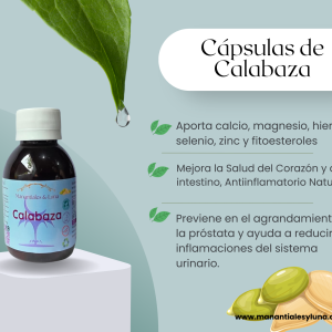 Calabaza cap Frasco. Vidrio. Ámbar. 
60Cap. 555mg