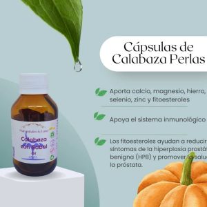 Calabaza oil perlas. Frasco. Vidrio. Ámbar. 
40perlas. 3g