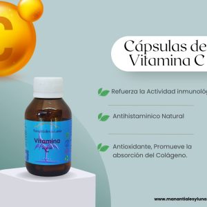 Vit c cap Frasco. Vidrio. Ámbar.
60cáp. 0.746mg