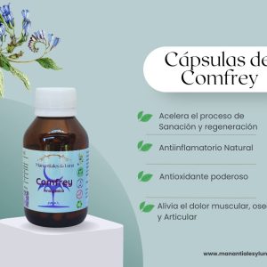 Comfrey cap. Frasco. Vidrio. Ámbar. 
60cáp. 0.400mg