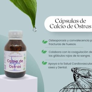 Calcio de ostra cap Frasco. Vidrio. Ámbar. 
60cáp. 0.458mg