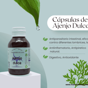 Ajenjo dulce cap Frasco. Vidrio. Ámbar. 
60cáp. 0.180mg
Capsulas gelatina trasparente
