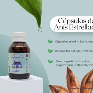 Anis estrella cap Frasco. Vidrio. Ámbar. 
60cáp. 0.385mg