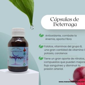 Beterraga cap Frasco. Vidrio. Ámbar. 
60cáp. 0.416mg