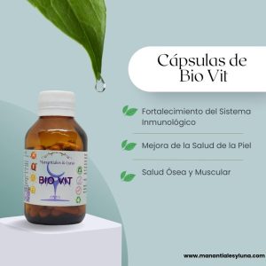 Bio vit cap Frasco. Vidrio. Ámbar.
60cáp. 0.653mg