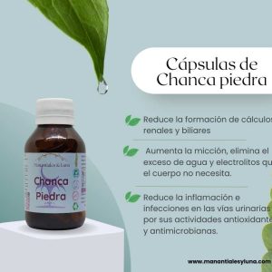 Chanca piedra cap Frasco. Vidrio. Ámbar.
60cáp. 0.400mg