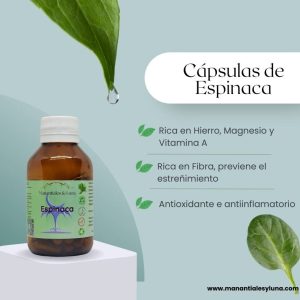 Espinaca Cap. Frasco. Vidrio. Ámbar.
60cáp. 0.430mg
