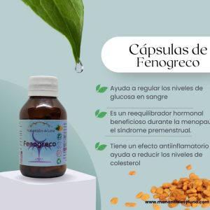 Fenogreco Cap. Frasco. Vidrio. Ámbar. 
60cáp. 0.613mg