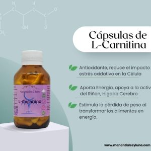 L-Carnitina Cap. Frasco. Vidrio. Ámbar. 
30cáp. 1000mg