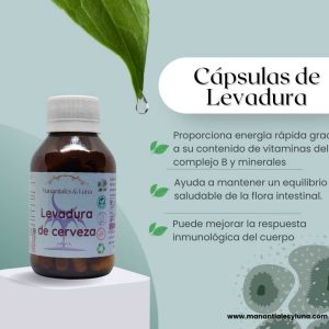 Levadura Cap. Frasco. Vidrio. Ámbar.
60cáp. 0.570mg