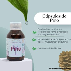 Pino Cap. Frasco. Vidrio. Ámbar.
60cáp. 0.318mg