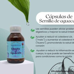 Semilla aguacate cap Frasco. Vidrio. Ámbar.
60cáp. 0.429mg