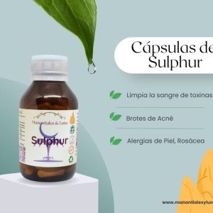 Sulphur cap Frasco. Vidrio. Ámbar.
60cáp. 0.556mg