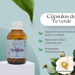 Te verde cap Frasco. Vidrio. Ámbar. 
60cáp. 0.338mg