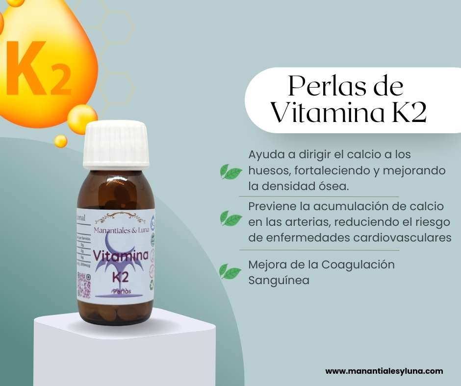 Vit k2 perlas Frasco. Vidrio. Ámbar.
30perlas. 0.200mcg