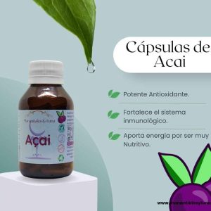 Acai cap Frasco. Vidrio. Ámbar. 
60cáp. 0.500mg
Capsulas gelatina trasparente