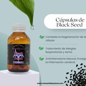 Black seed Perlas. Frasco. Vidrio. Ámbar. 
40Perlas. 1000mg