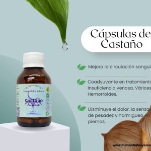 Castaño de indias cap Frasco. Vidrio. Ámbar. 
60cáp. 0.438mg