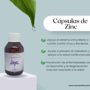 Zinc cap Frasco. Vidrio. Ámbar.
60cáp. 0.463mg