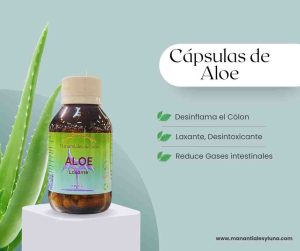 Aloe Vera cap Frasco. Vidrio. Ámbar. 
60cáp. 0.350mg