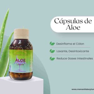 Aloe Vera cap Frasco. Vidrio. Ámbar. 
60cáp. 0.350mg