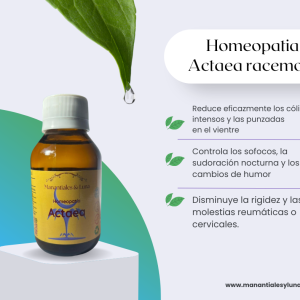 Actaea hom Frasco. Vidrio. Ámbar. 
100ml. D6. Agua destilada