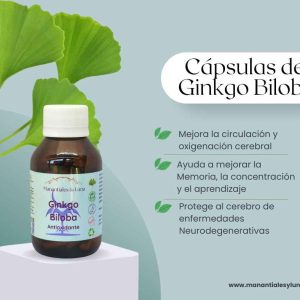 Ginkgo Biloba Cap. Frasco. Vidrio. Ámbar. 
60cáp. 0.311mg