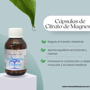 Magnesio Citrato Cap. Frasco. Vidrio. Ámbar. 
60cáp. 0.410mg