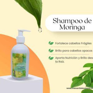 Moringa Sh Botella plástico blanco c/bomba 250ml.
