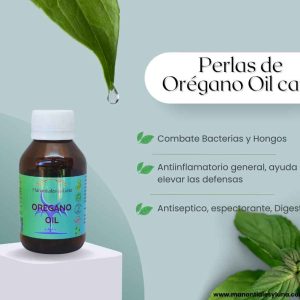 Oregano Oil Cap. Frasco. Vidrio. Ámbar. 
60cáp. 0.500mg